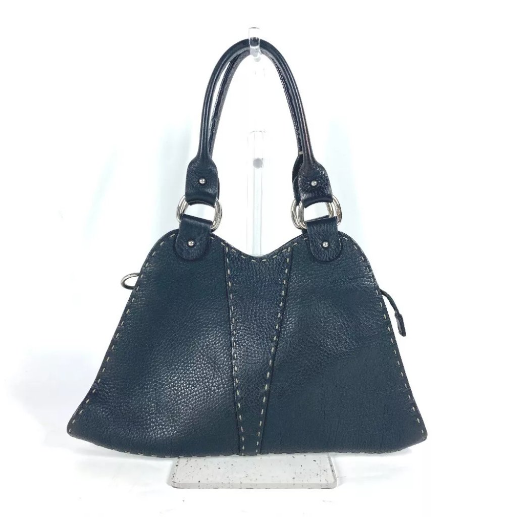 Fendi 8br264 Selleria Bag Hand Bag Leather Black